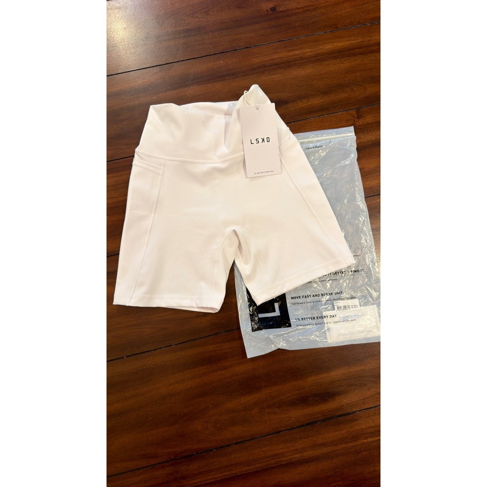 LSKD Fusion Ultra High-Rise 6" Short Pockets White Women's Size Small NWT NEW - Picture 2 of 16